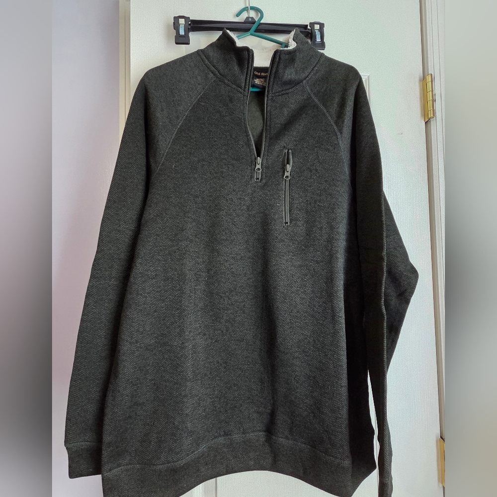 Old River Men's Charcoal Zip-Up Pull-over